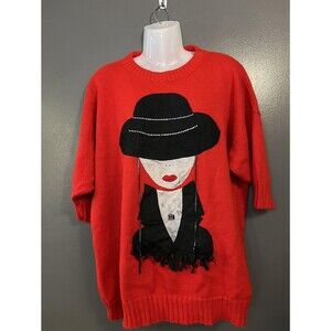 Mardel Graphic Sweater Womens XL Short Sleeve Oversized Knit Pullover